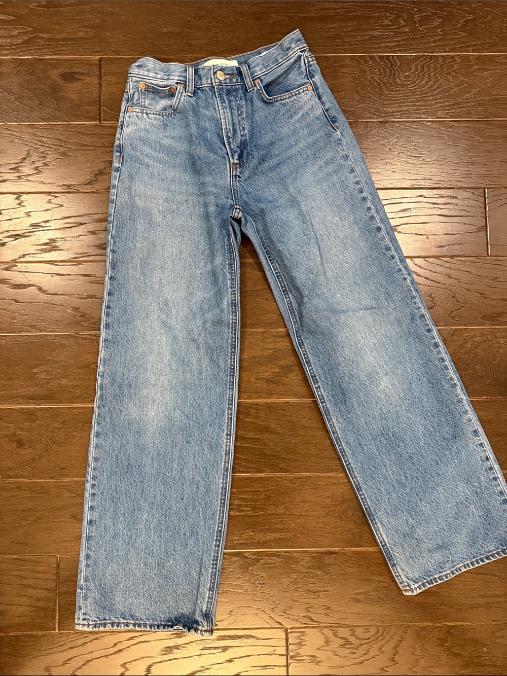 Denim Forum The Farrah High Rise Wide Leg Jeans Medium Wash 25 29L Aritzia